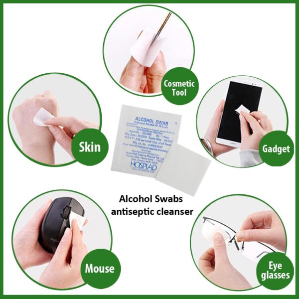 E266 - Disinfectant Alcohol Swabs (Pack of 100) | For Sanitizing hands, phones, keys, car steering, etc | MRP 200 - Image 2