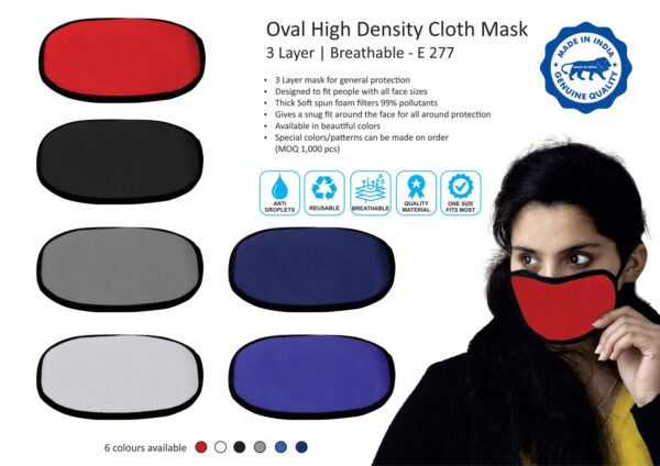 E277 - Oval high density cloth mask | 3 layer | Breathable