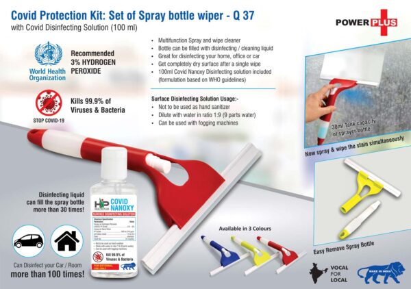 Q37 - Covid Protection Kit: Set of Spray bottle wiper with Covid Disinfecting Solution (100 ml)