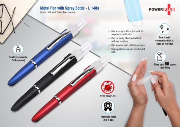 L148a - Metal Pen with Spray bottle | Metal refill and Brass Mechanism