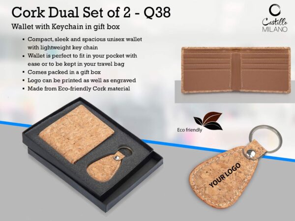 Q38 - Cork Dual Set: Wallet with Keychain in gift box