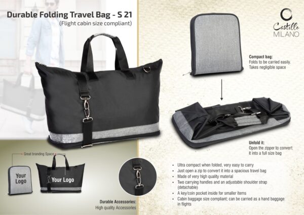 S21 - Durable Folding Travel Bag (Flight cabin size compliant)