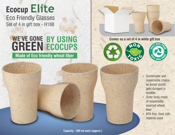 H188 - EcoCup Elite: Eco Friendly Glasses | Set of 4 in gift box