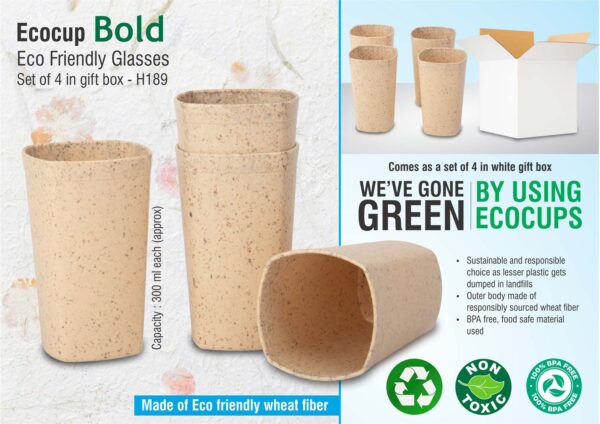 H189 - EcoCup Bold: Eco Friendly Glasses | Set of 4 in gift box