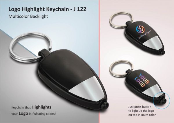 J122 - Two tone Logo highlight keychain (multicolor backlight)