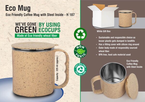 H187 - EcoMug: Eco Friendly Coffee mug with steel inside | Made with Wheat fiber