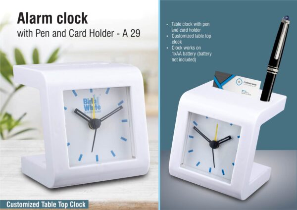 A29 - Alarm clock with Pen and card holder | Branding included MOQ 200pc