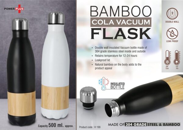 H199 - Bamboo Cola Vacuum Flask | Capacity 500 ml approx | Made of 304 grade steel & Bamboo