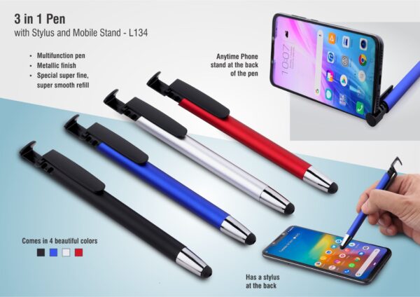 L134 - 3 in 1 Pen with stylus and mobile stand