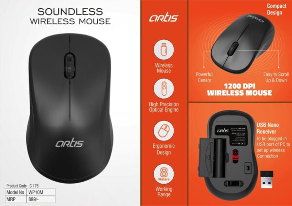 C175 - Artis Soundless Wireless mouse (WP10M) (MRP 899)