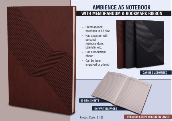 B123 - Ambience A5 notebook with memorandum & Bookmark ribbon