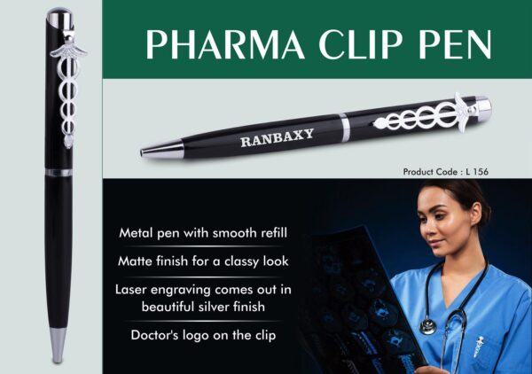 L156 - Pharma Clip Pen | Metal Body with German Refill