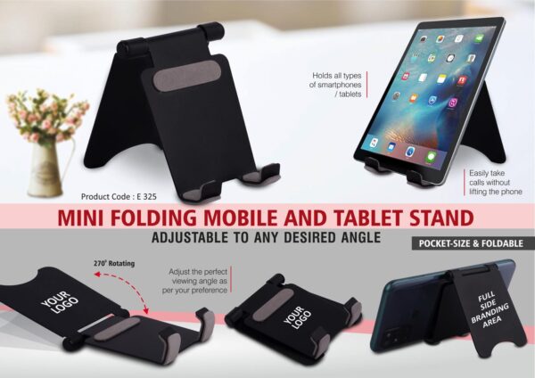 E325 - Mini folding mobile and tablet stand | Adjustable to any desired angle