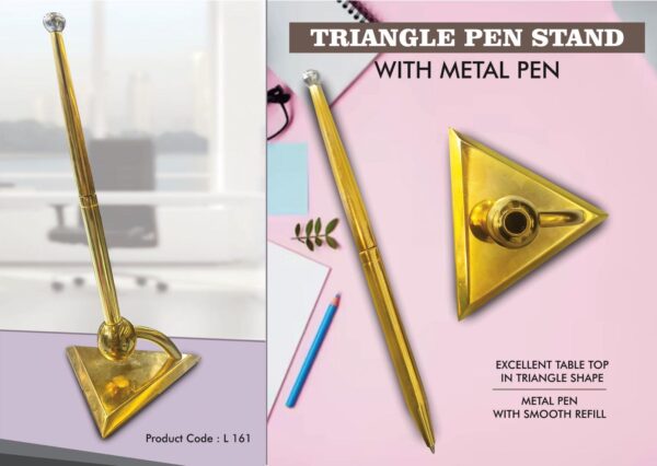 L161 - Triangle Pen Stand with Metal Pen