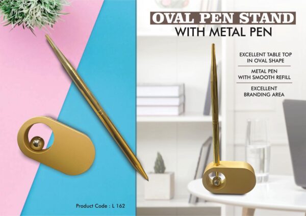 L162 - Oval Pen Stand with Metal Pen