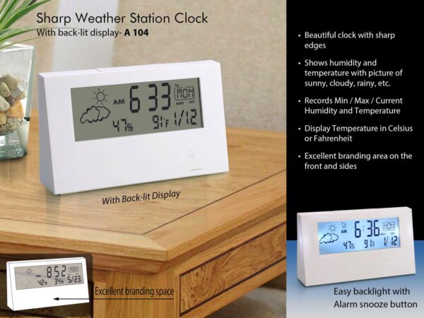 A104 - Sharp weather station clock with backlight