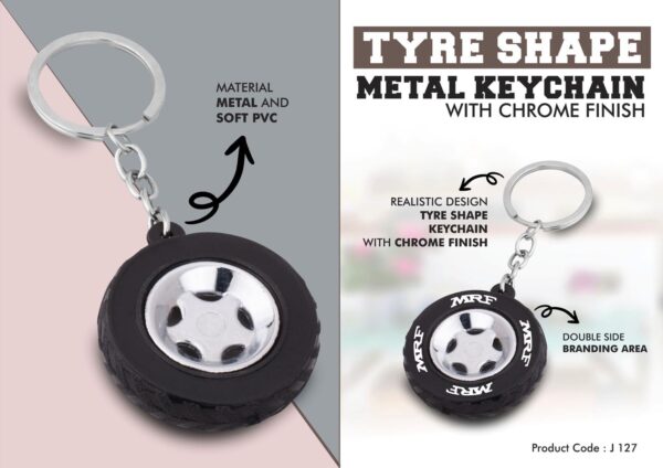 J127 - Tyre Shape Keychain with Chrome finish