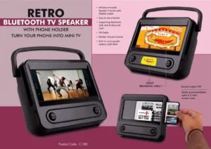 C185 - Retro Bluetooth TV Speaker with Phone holder | Turn your phone into mini TV