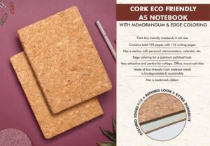 B109a - Cork Eco friendly A5 notebook with Memorandum & Edge coloring | 80 gsm sheets | 192 pages