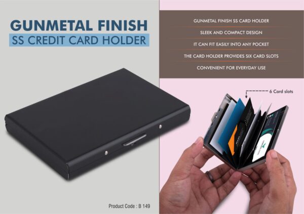 B149 - Gunmetal finish SS Credit card holder | 6 Card slots