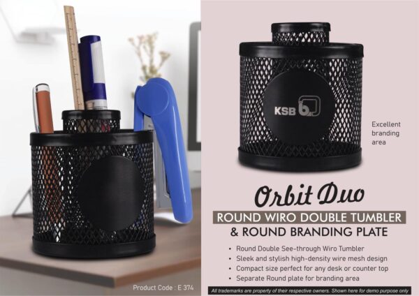 E374 - Orbit Duo: Round Wiro Double tumbler & Round Branding Plate
