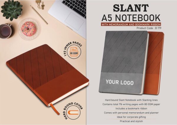 B179 - Slant A5 Notebook with Memorandum and Bookmark Ribbon
