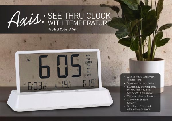 A144 - Axis : See thru clock with temperature