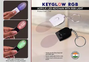 J145 - Keyglow RGB: Acrylic LED Keychain with RGB Light - Oval shape