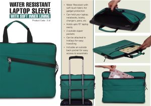 S61 - Teal: Water Resistant Laptop Sleeve with Soft inner lining | 3 outside spacious pockets | Soft touch fabric for gadget protection