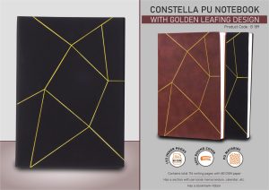 B189 - Constella PU notebook with Golden leafing | With Memorandum and Bookmark Ribbon