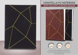 B189 - Constella PU notebook with Golden leafing | With Memorandum and Bookmark Ribbon