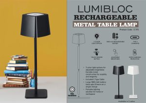 E393 - LumiBloc: Rechargeable Metal Table Lamp | 1800 mAh rechargeable battery