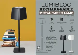 E393 - LumiBloc: Rechargeable Metal Table Lamp | 1800 mAh rechargeable battery