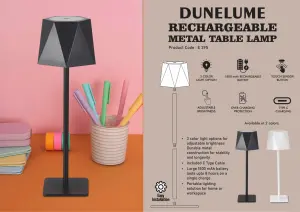 E395 - DuneLume: Rechargeable Metal Table Lamp | 1800 mAh rechargeable battery
