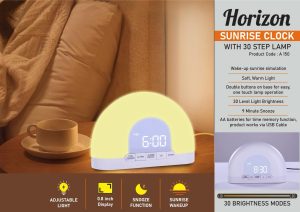 A150 - Horizon: Sunrise clock with 30 step Lamp | Easy press anywhere function for light