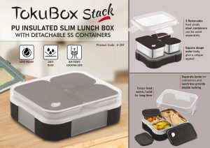 H359 - TokuBox Stack: Slim Lunch box with Detachable SS containers | 3 removable containers can be used separately | Leakproof