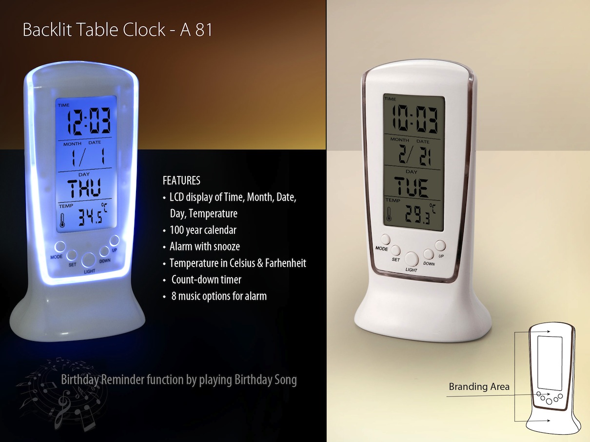 A81 - Backlit table clock