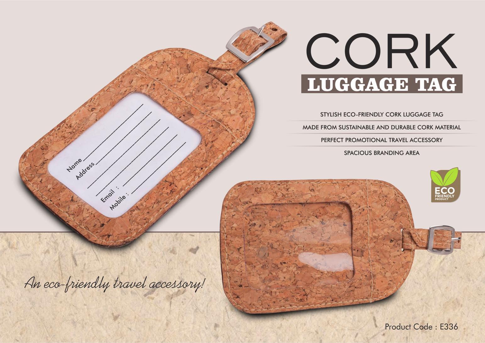 E336 - Cork Luggage tag