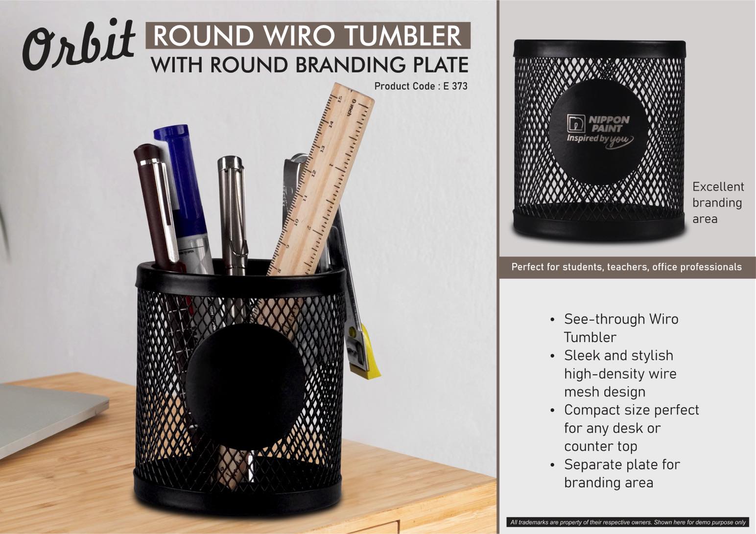 E373 - Orbit: Round Wiro tumbler with Round Branding Plate