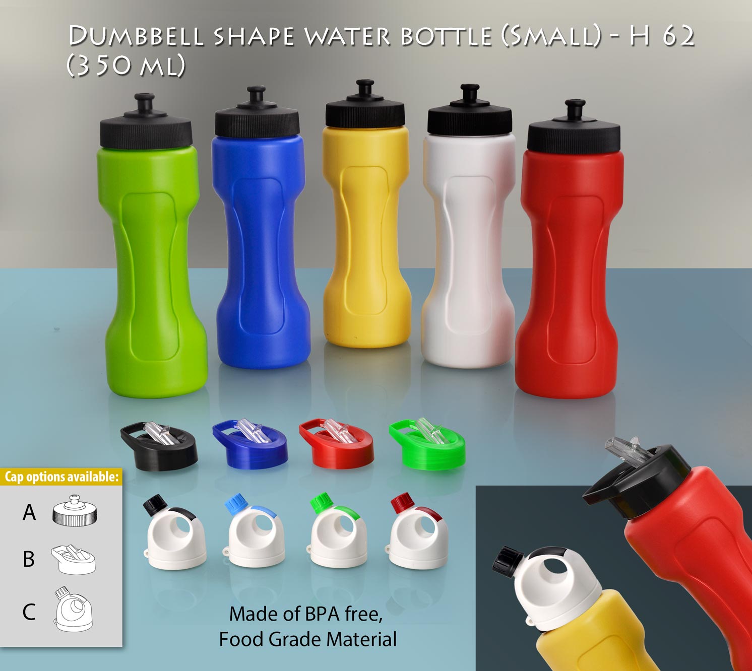 H62 - Dumbbell shape sipper water bottle small (350 ml)