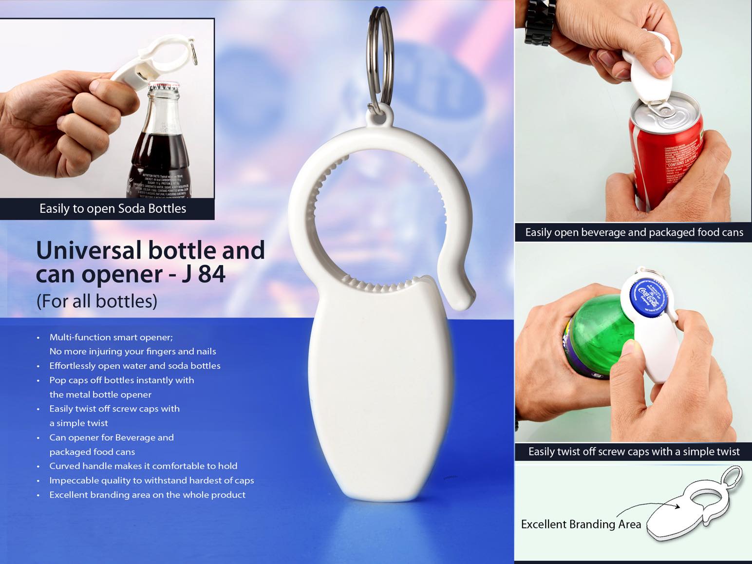 J84 - Universal bottle and can opener: For all bottles